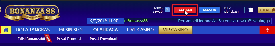 Pendaftaran Akun Baru Bonanza88